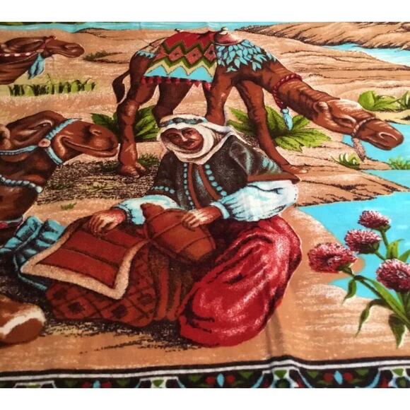 Arabian, Middle Eastern, Hanging Wall Tapestry/Carpet Vintage, Watering Camels - Picture 5 of 16